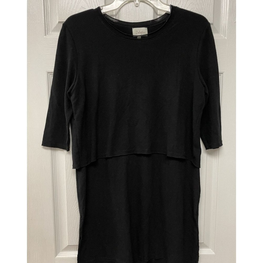 Anthropologie Deletta Long Black Tunic Top M - Picture 2 of 4